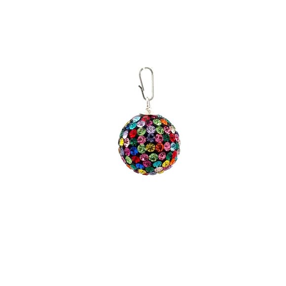 925 Sterling Silver Pendant Crystals Multi Color Round Ball - Picture 5 of 5